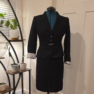 Women's Black Tailored Blazer and Skirt Set